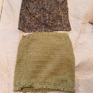 Leopard Print (American Eagle) and Olive Green crop tops/tube (Forever 21) tops